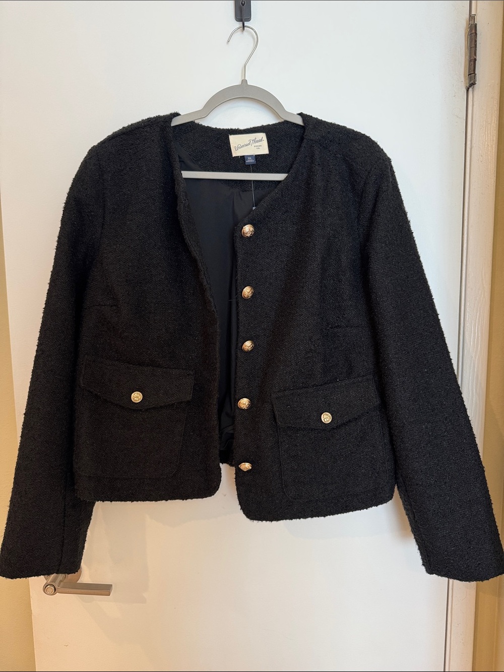 NEW Classic Black Bouclé Jacket with Gold Buttons - Universal Thread